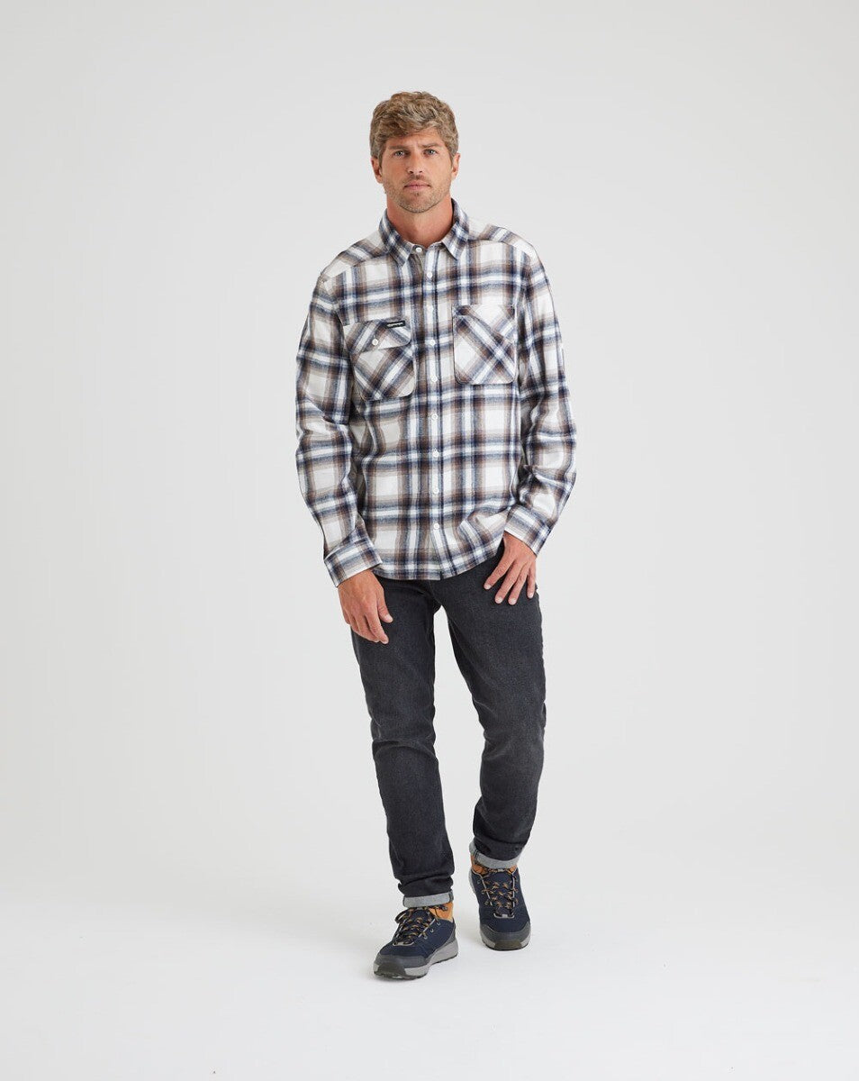 Camisa Flanela Midweight Farmer Xadrez -Off White e Marrom