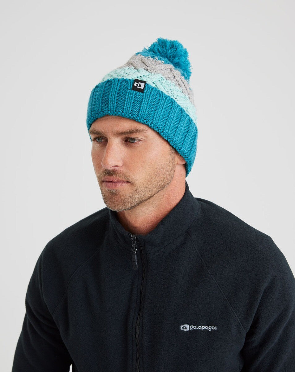 Gorro Everest Listrado - Verde Água