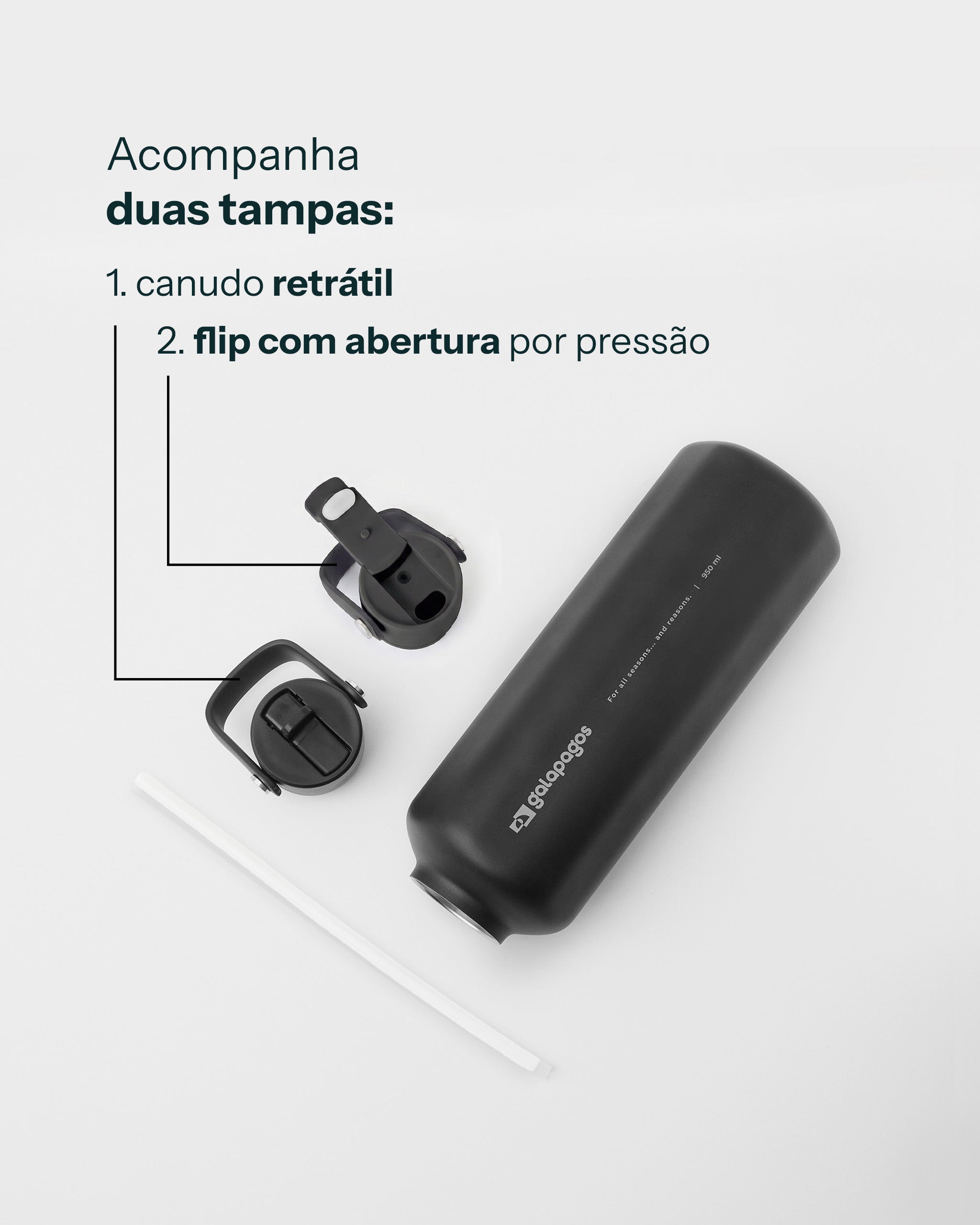 Garrafa River 950ml - Preta