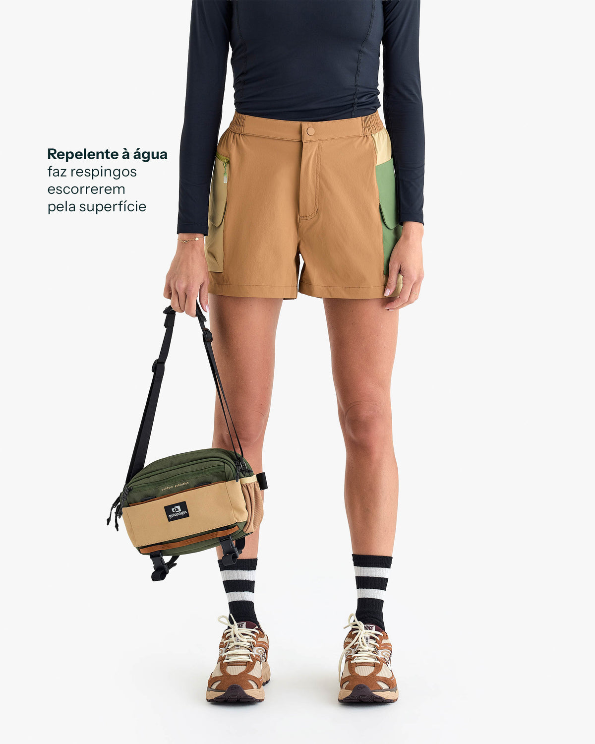 Shorts Raven Feminino - Caramelo e Verde