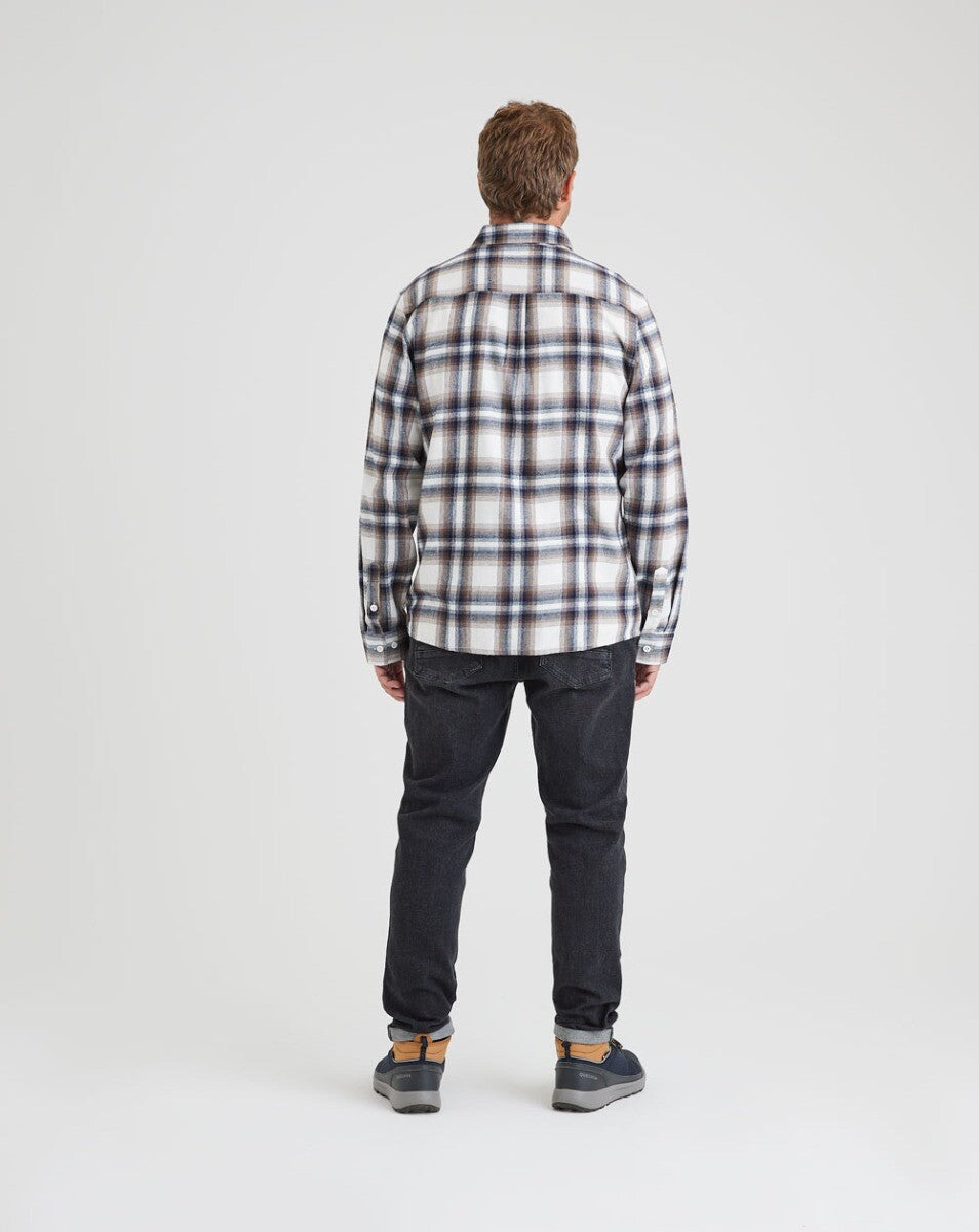 Camisa Flanela Midweight Farmer Xadrez -Off White e Marrom