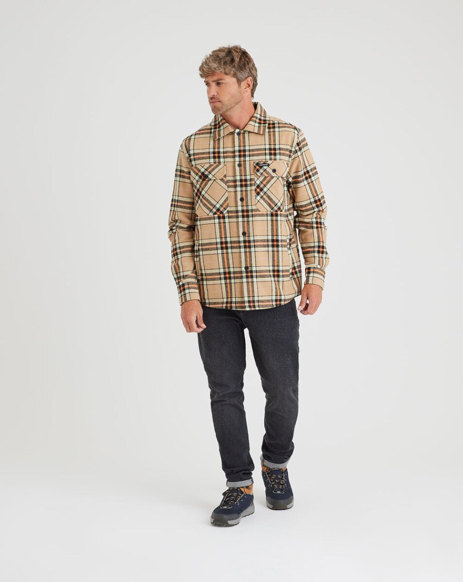 Jaqueta Overshirt Flanela Trucker Xadrez - Caqui