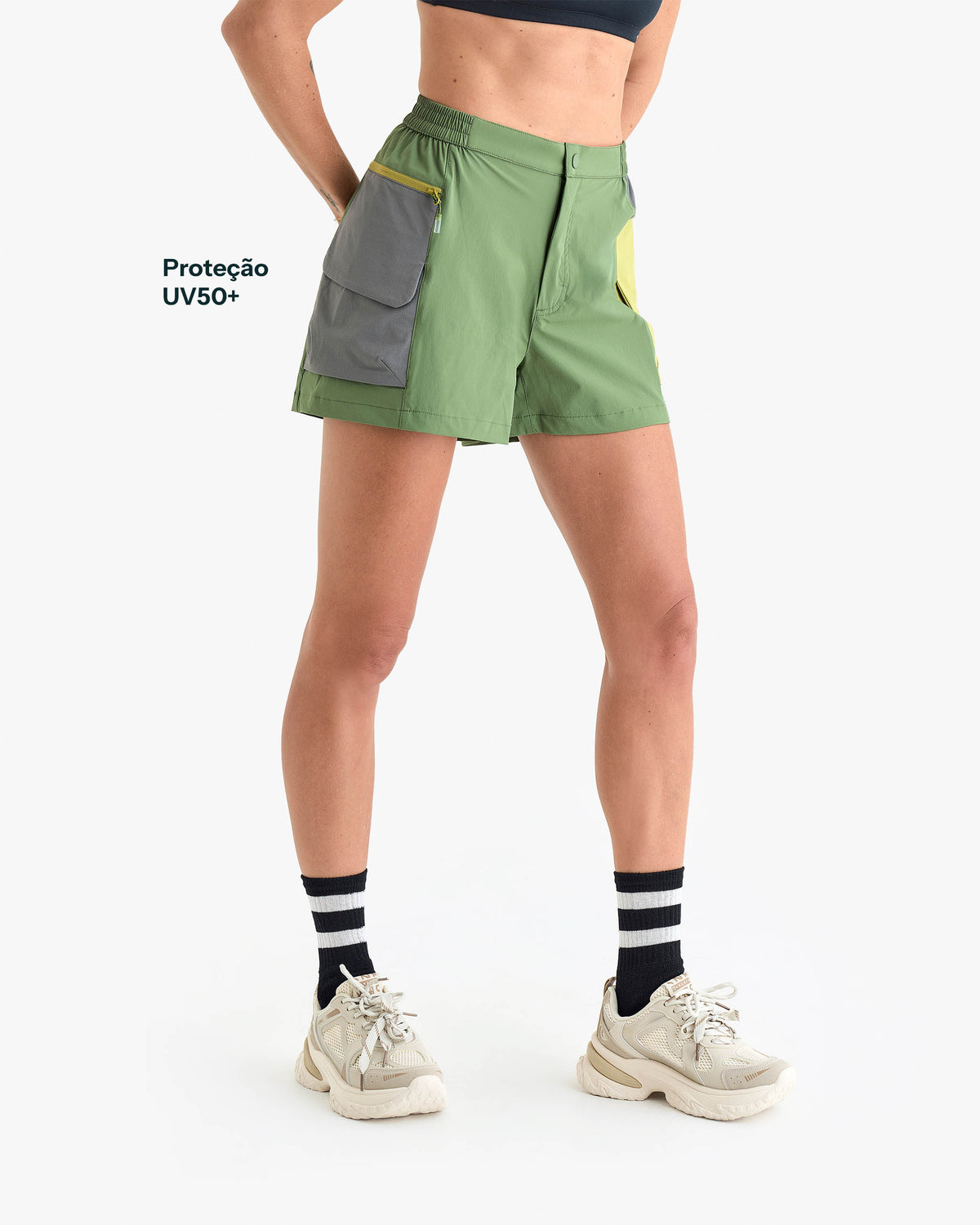 Shorts Raven Feminino - Verde e Cinza