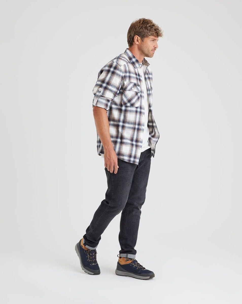 Camisa Flanela Midweight Farmer Xadrez -Off White e Marrom