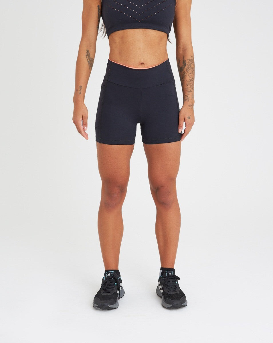 Shorts Meia Coxa Gaia - Preto e Laranja Neon