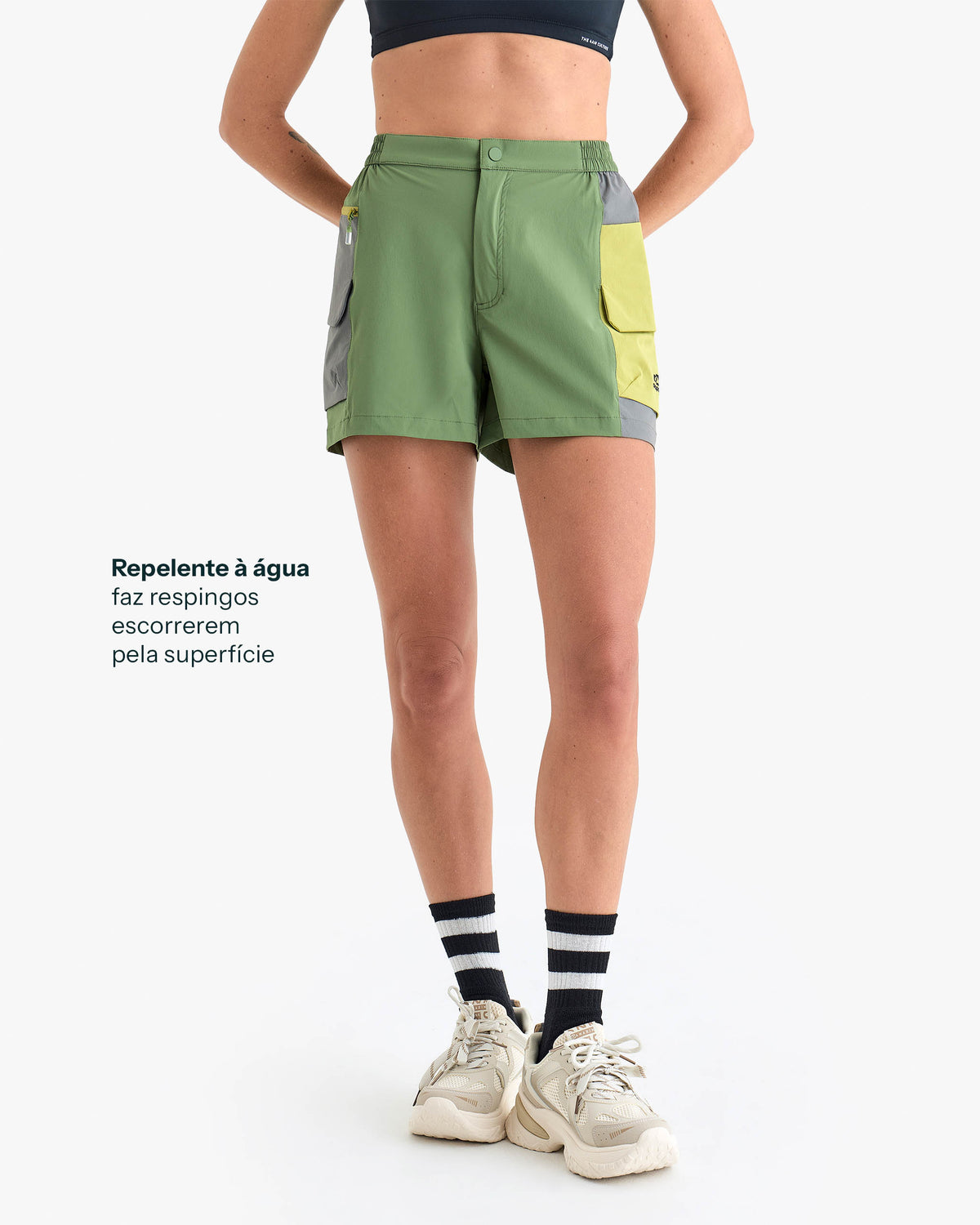 Shorts Raven Feminino - Verde e Cinza