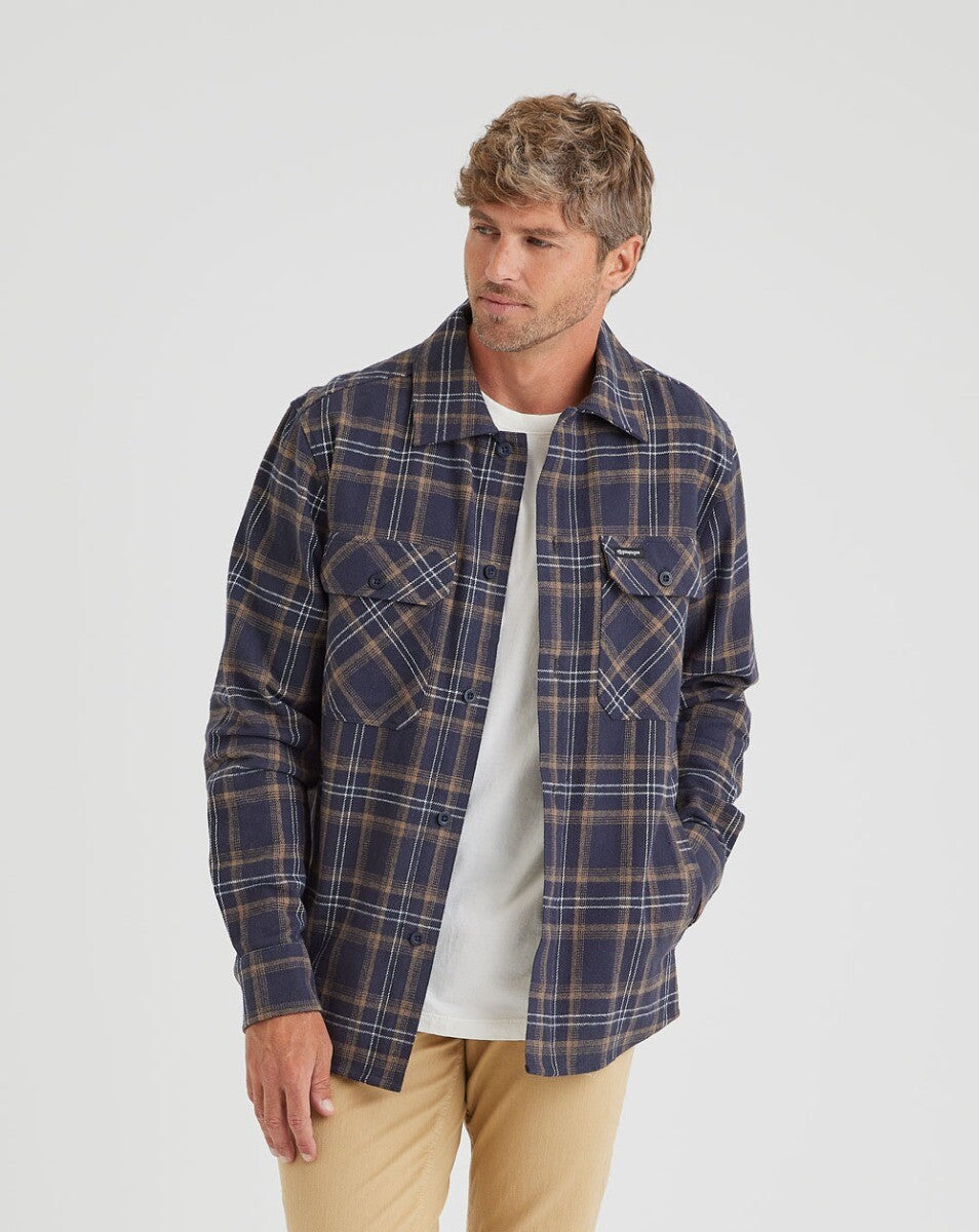 Jaqueta Overshirt Flanela Trucker Xadrez - Azul Marinho