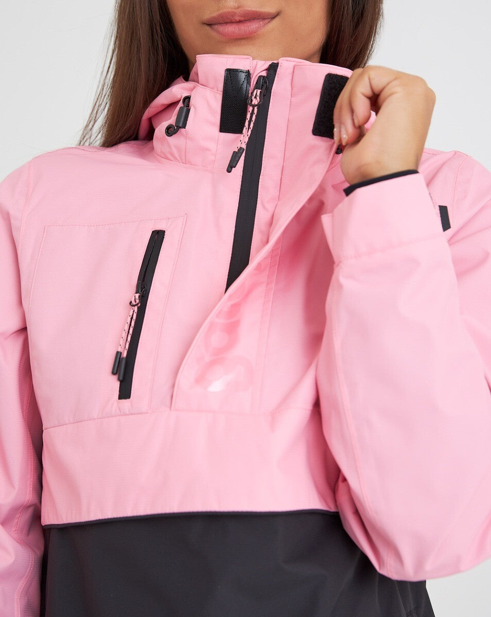 Jaqueta Anorak Impermeável Feminina Snow - Rosa e Preto