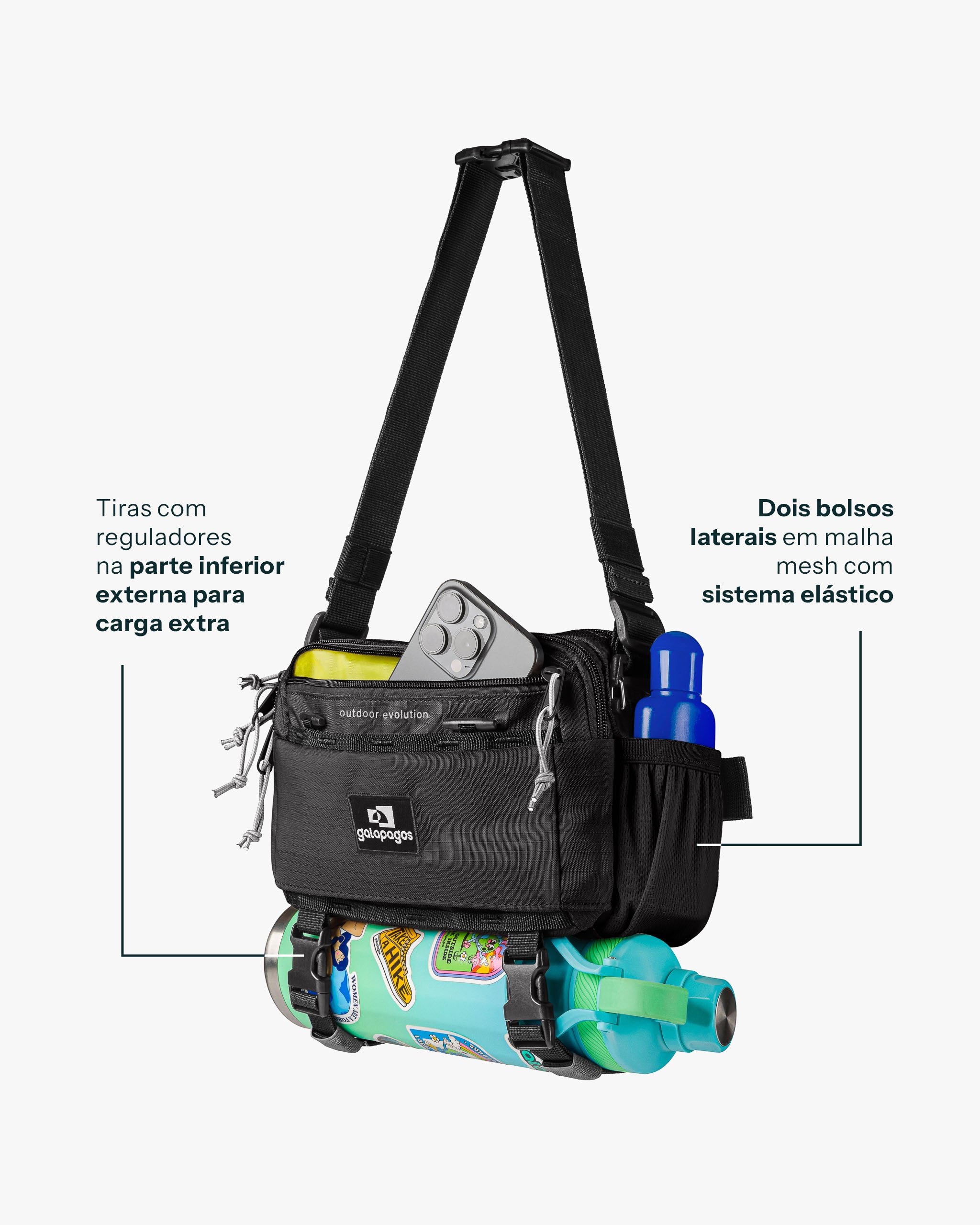 Pochete Camaleão 3L - Preta - Galapagos Outdoor
