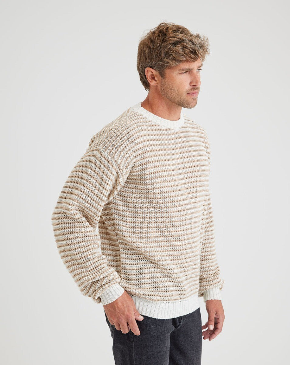 Blusão Tricot Altitude - Off White e Marrom