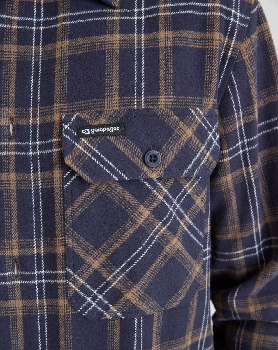 Jaqueta Overshirt Flanela Trucker Xadrez - Azul Marinho