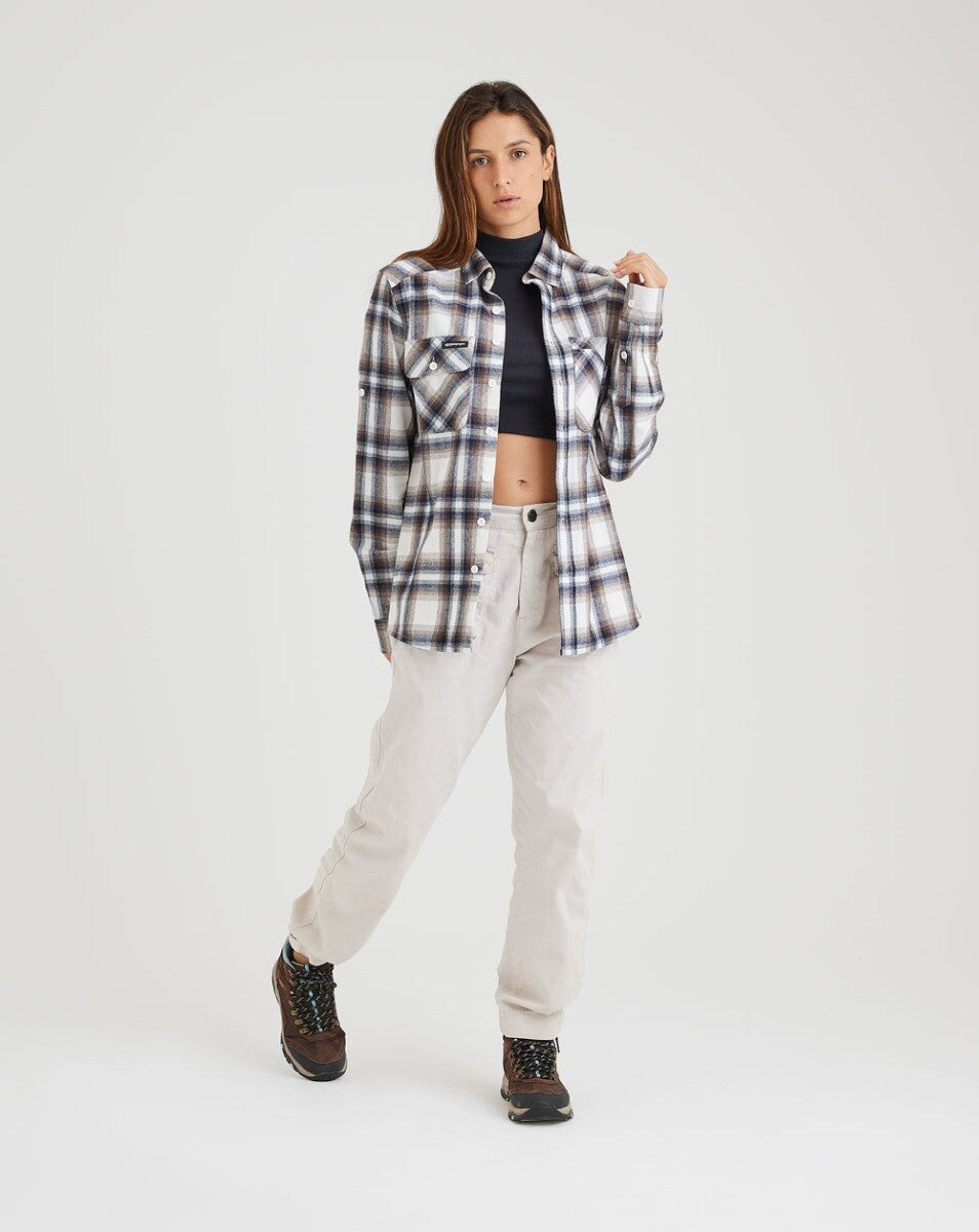 Camisa Flanela Midweight Farmer Xadrez -Off White e Marrom