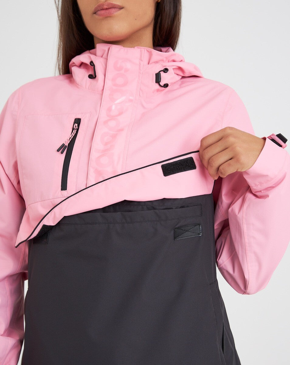 Jaqueta Anorak Impermeável Feminina Snow - Rosa e Preto