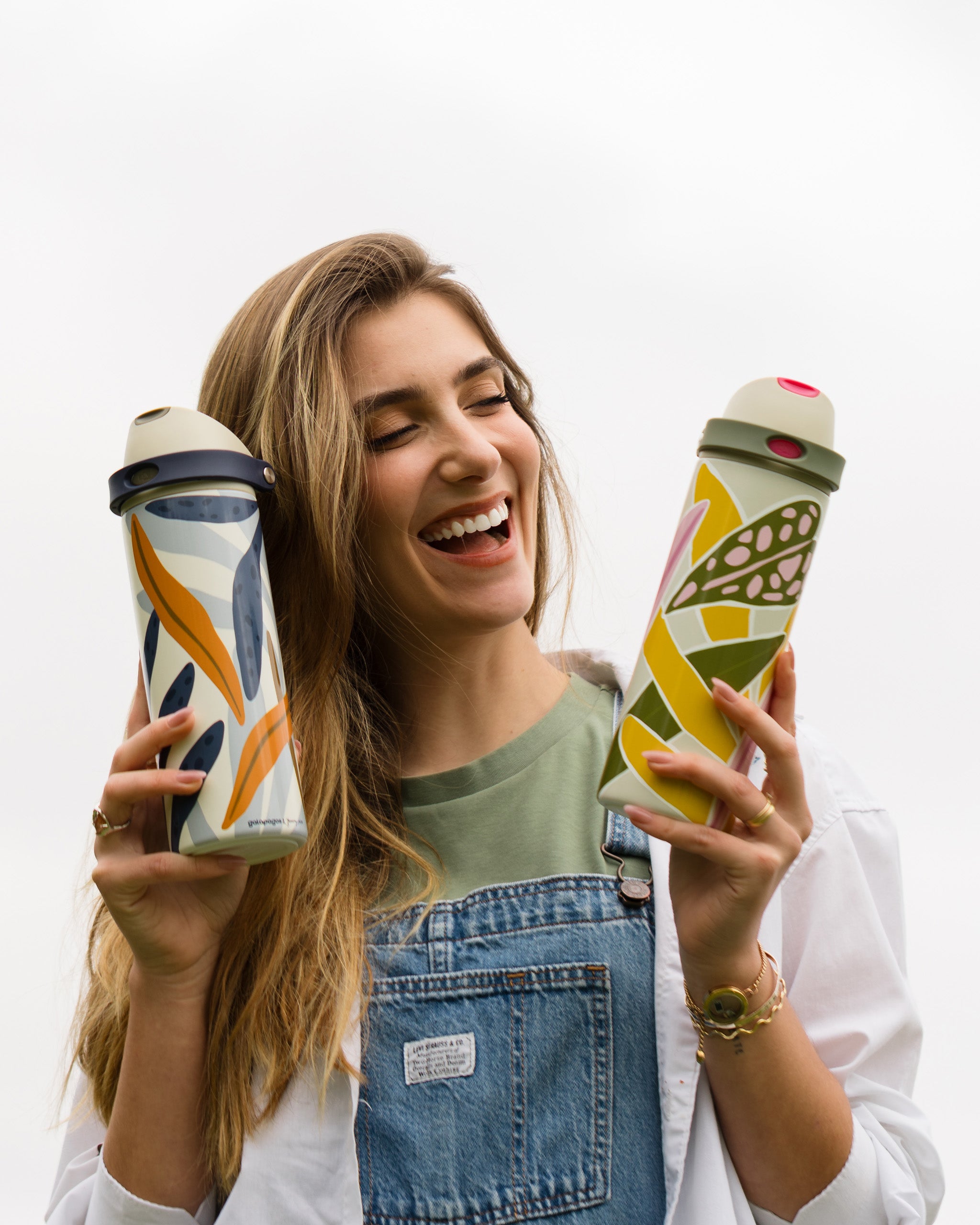 Garrafa Duo Flow Estampada Jhenny Keller 710ml - Caqui e Marinho