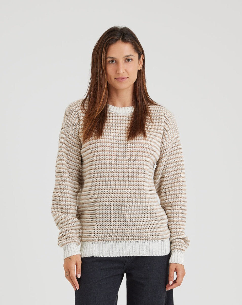 Blusão Tricot Altitude - Off White e Marrom