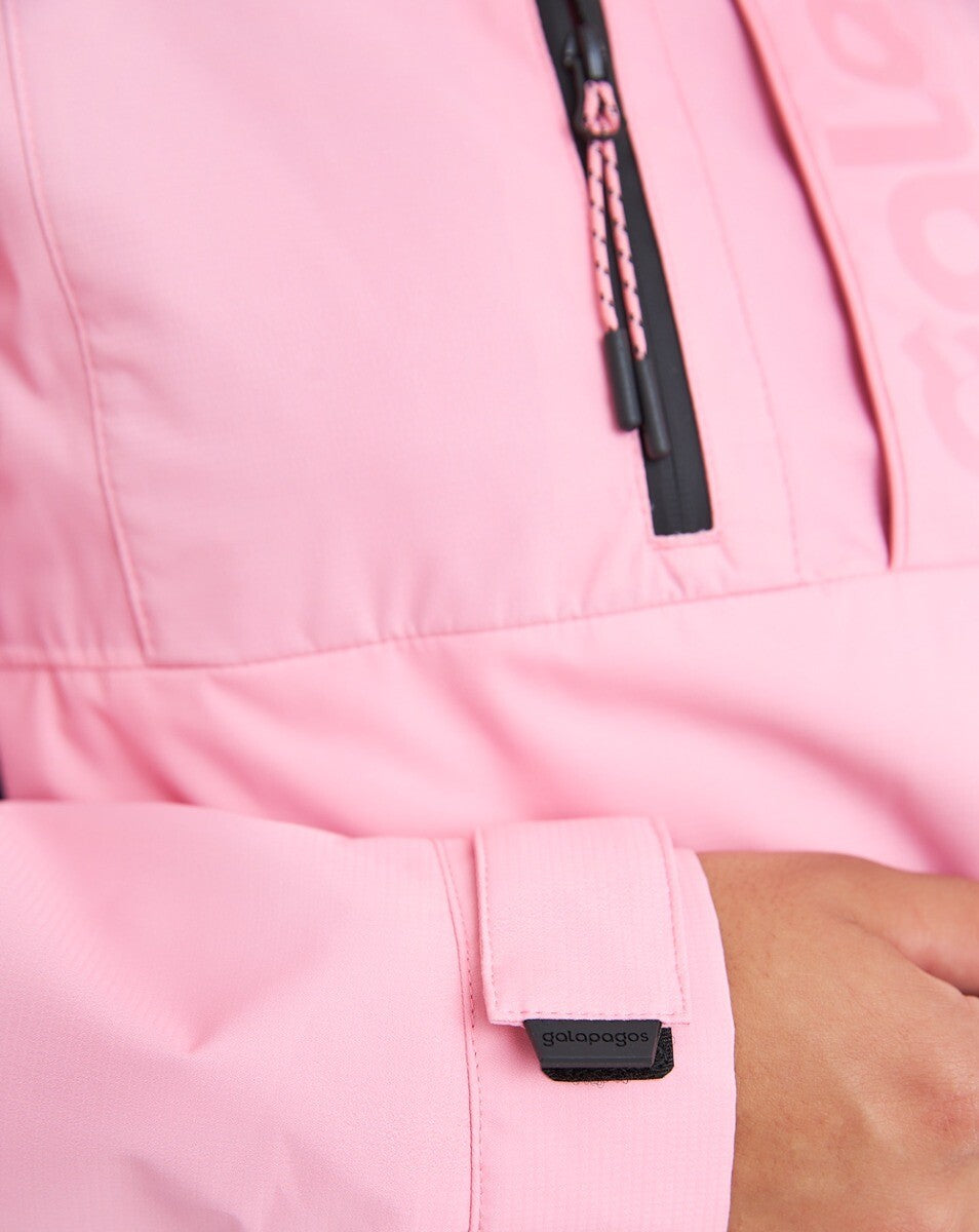 Jaqueta Anorak Impermeável Feminina Snow - Rosa e Preto