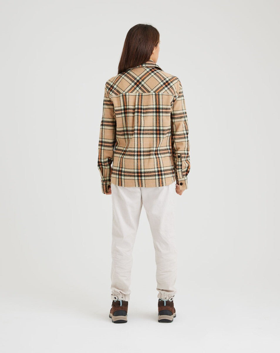 Jaqueta Overshirt Flanela Trucker Xadrez - Caqui