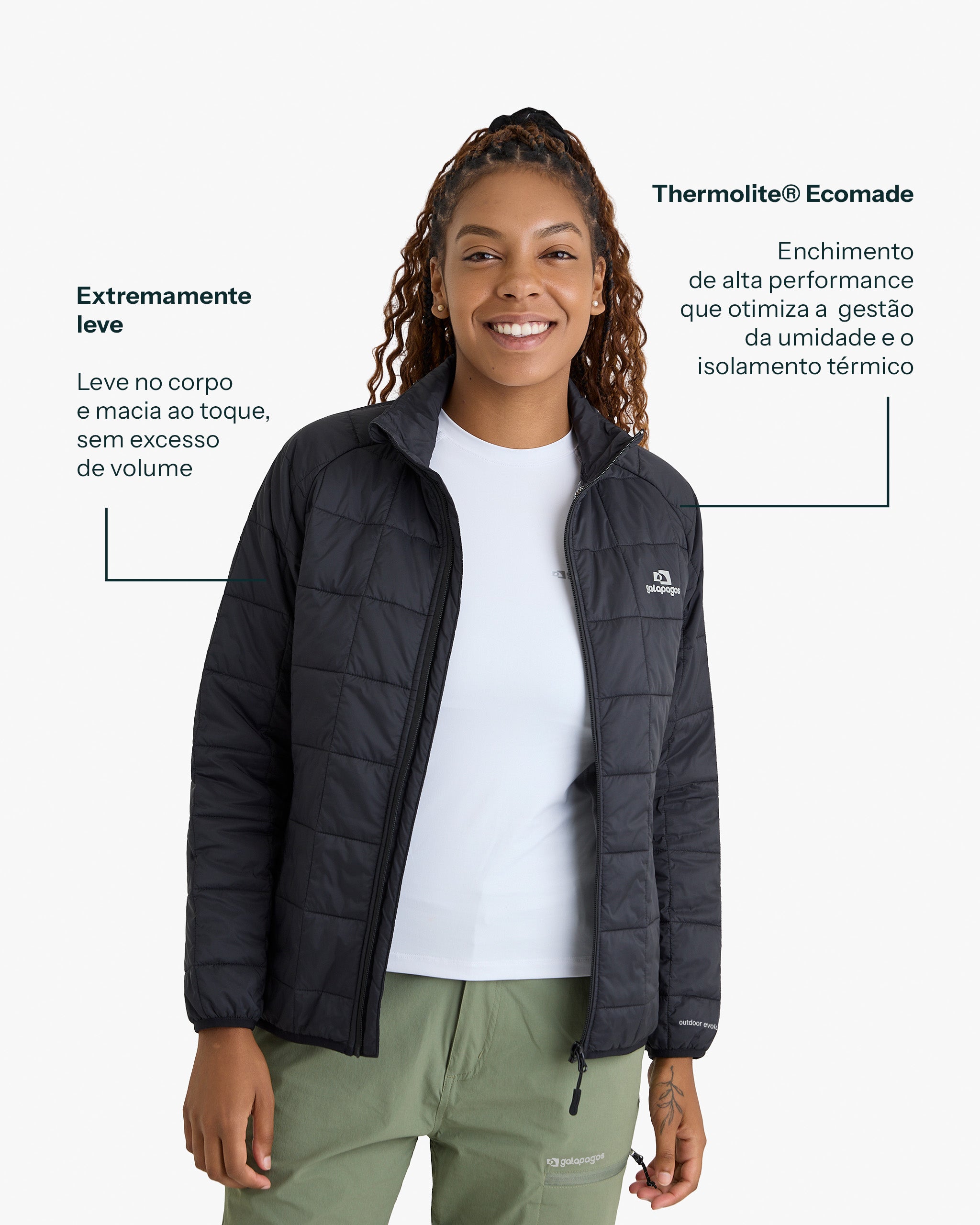 Jaqueta Puffer Ibex Thermolite Heat Feminina - Preta