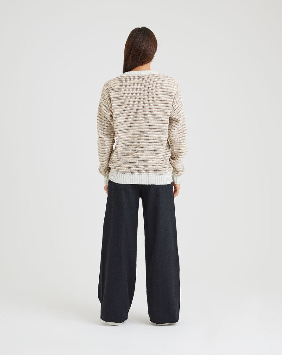 Blusão Tricot Altitude - Off White e Marrom