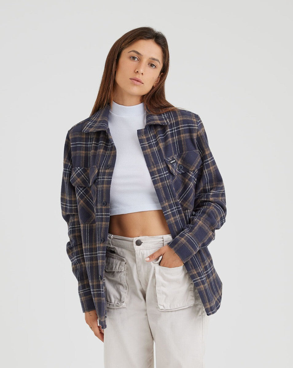 Jaqueta Overshirt Flanela Trucker Xadrez - Azul Marinho