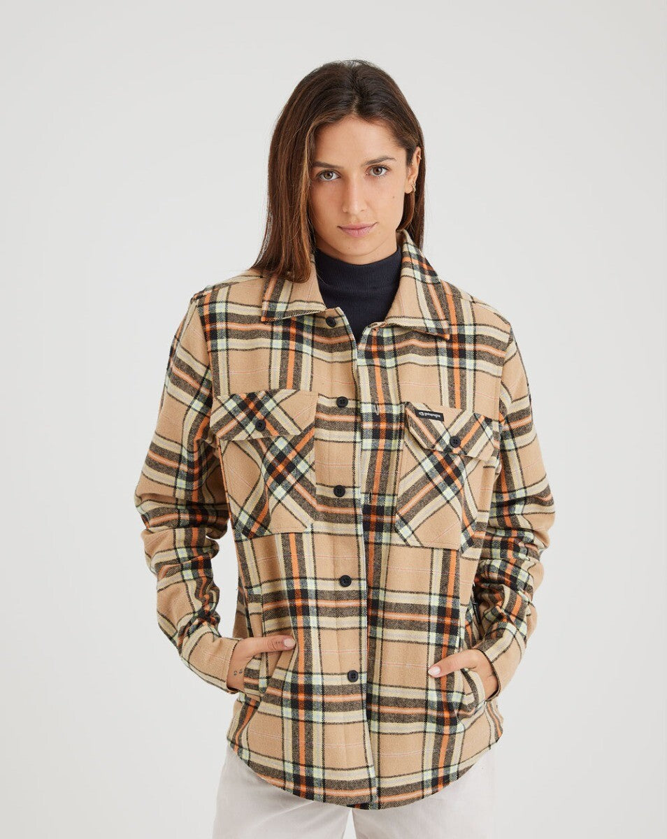 Jaqueta Overshirt Flanela Trucker Xadrez - Caqui