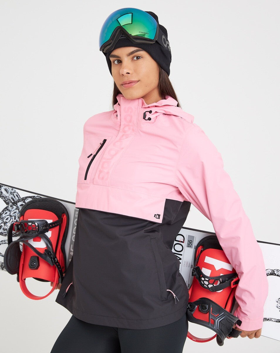 Jaqueta Anorak Impermeável Feminina Snow - Rosa e Preto