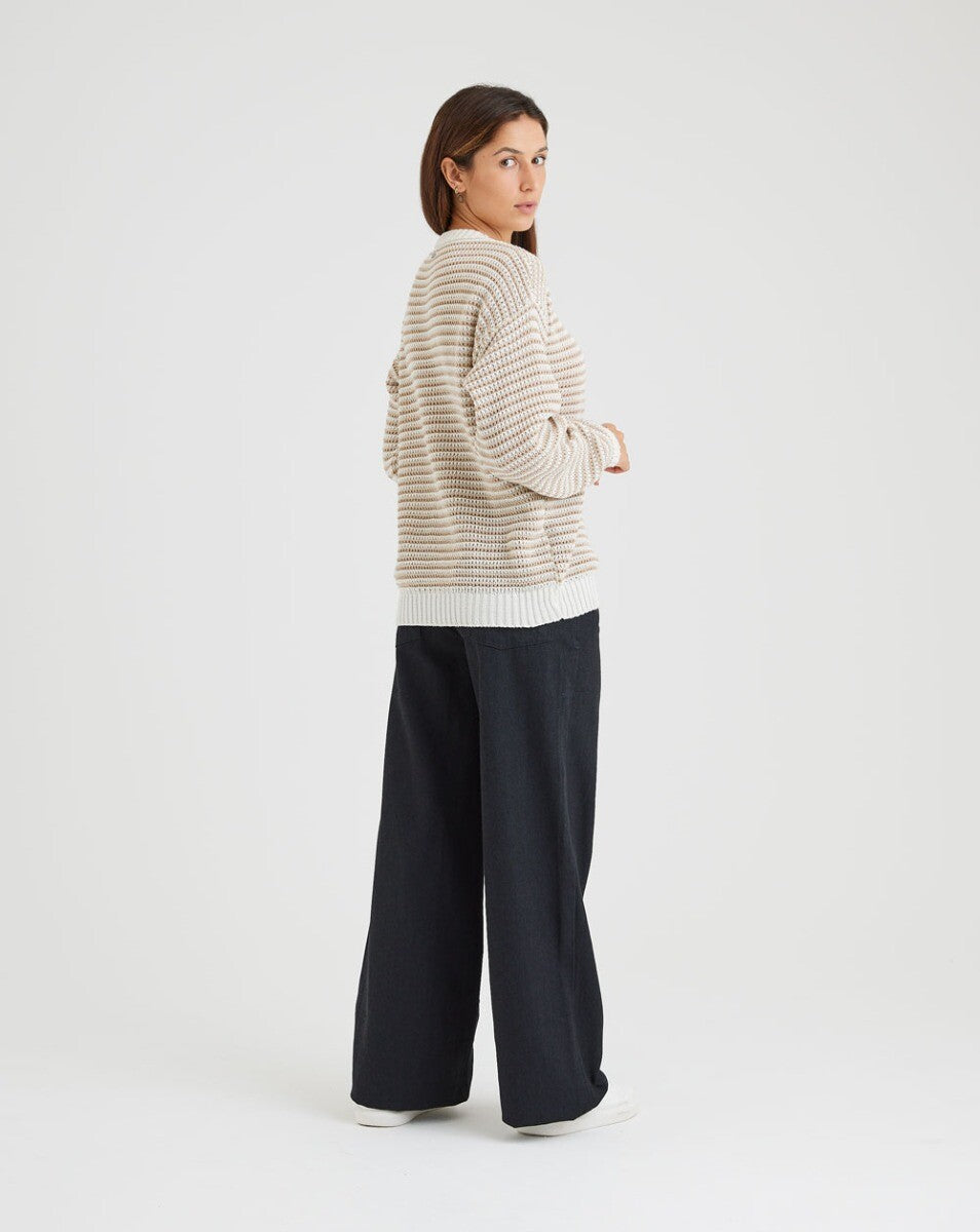 Blusão Tricot Altitude - Off White e Marrom