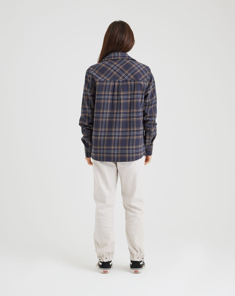 Jaqueta Overshirt Flanela Trucker Xadrez - Azul Marinho