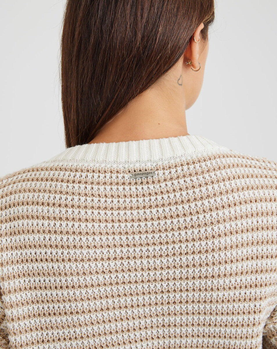 Blusão Tricot Altitude - Off White e Marrom