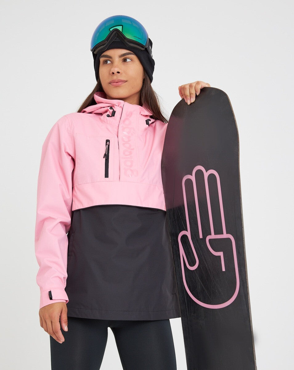 Jaqueta Anorak Impermeável Feminina Snow - Rosa e Preto