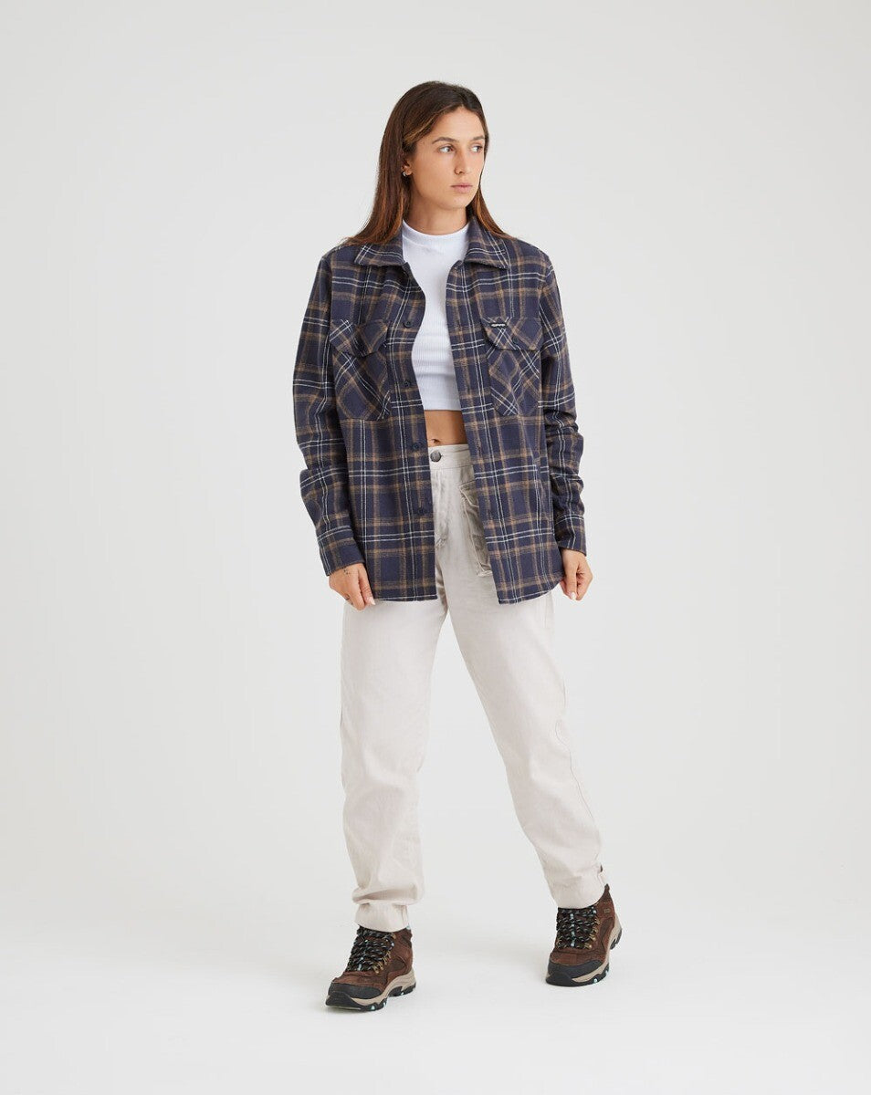 Jaqueta Overshirt Flanela Trucker Xadrez - Azul Marinho
