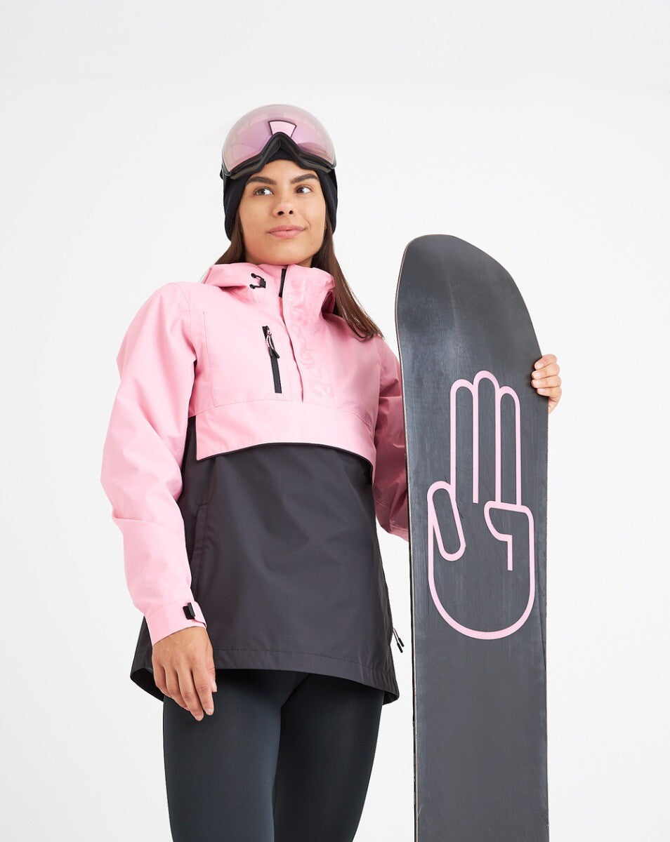 Jaqueta Anorak Impermeável Feminina Snow - Rosa e Preto