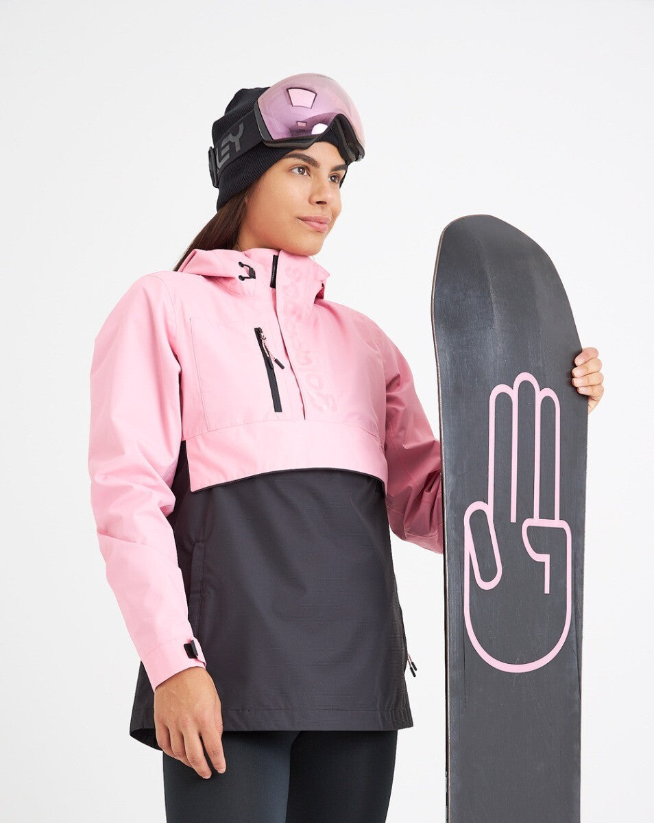 Jaqueta Anorak Impermeável Feminina Snow - Rosa e Preto