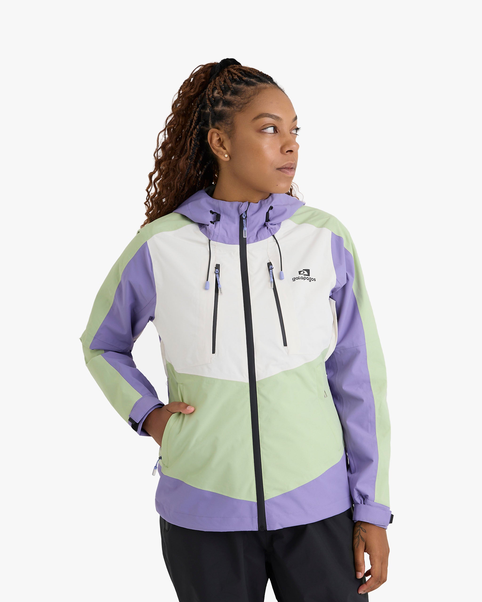 Jaqueta Impermeável Darwin Evolution Feminina - Lavanda e Verde