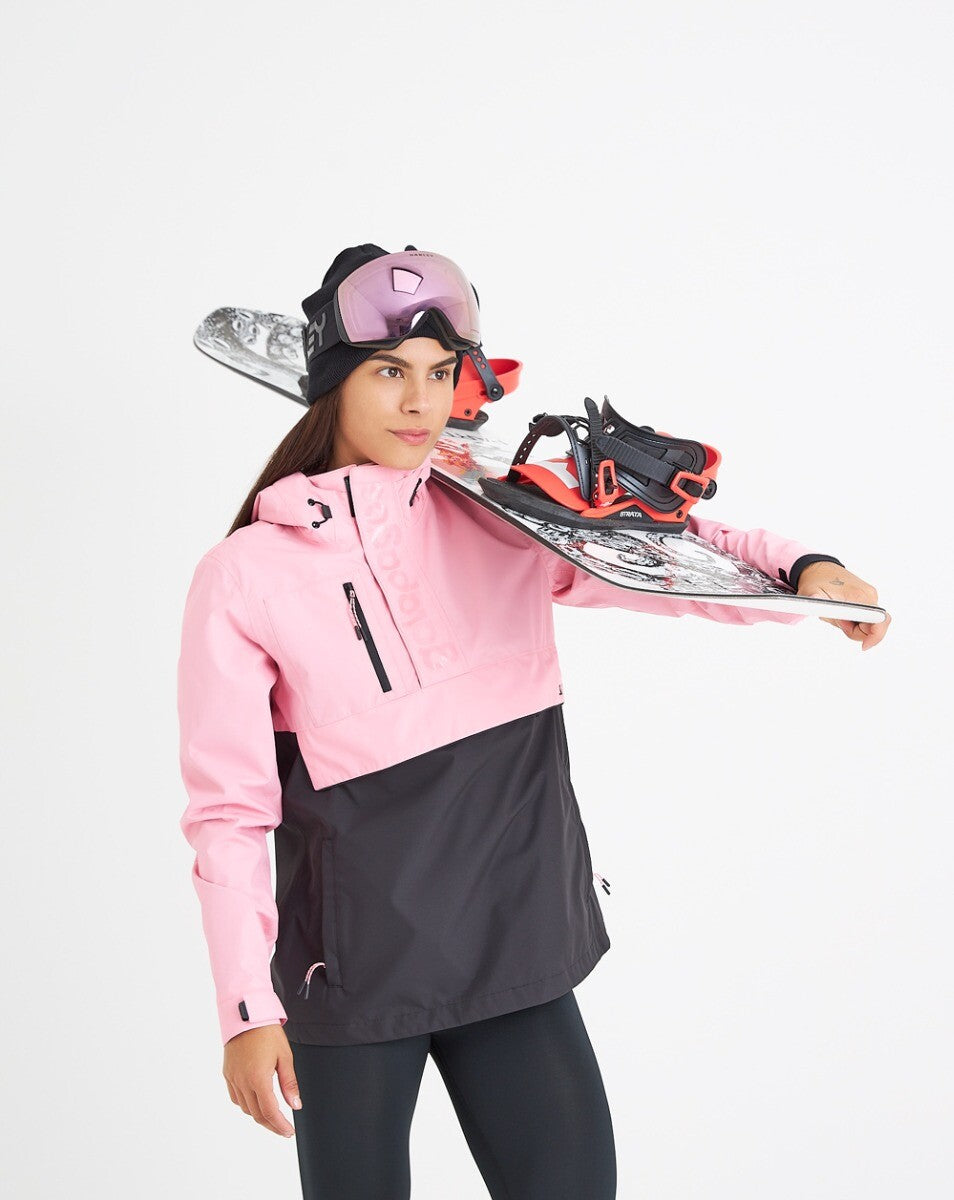 Jaqueta Anorak Impermeável Feminina Snow - Rosa e Preto