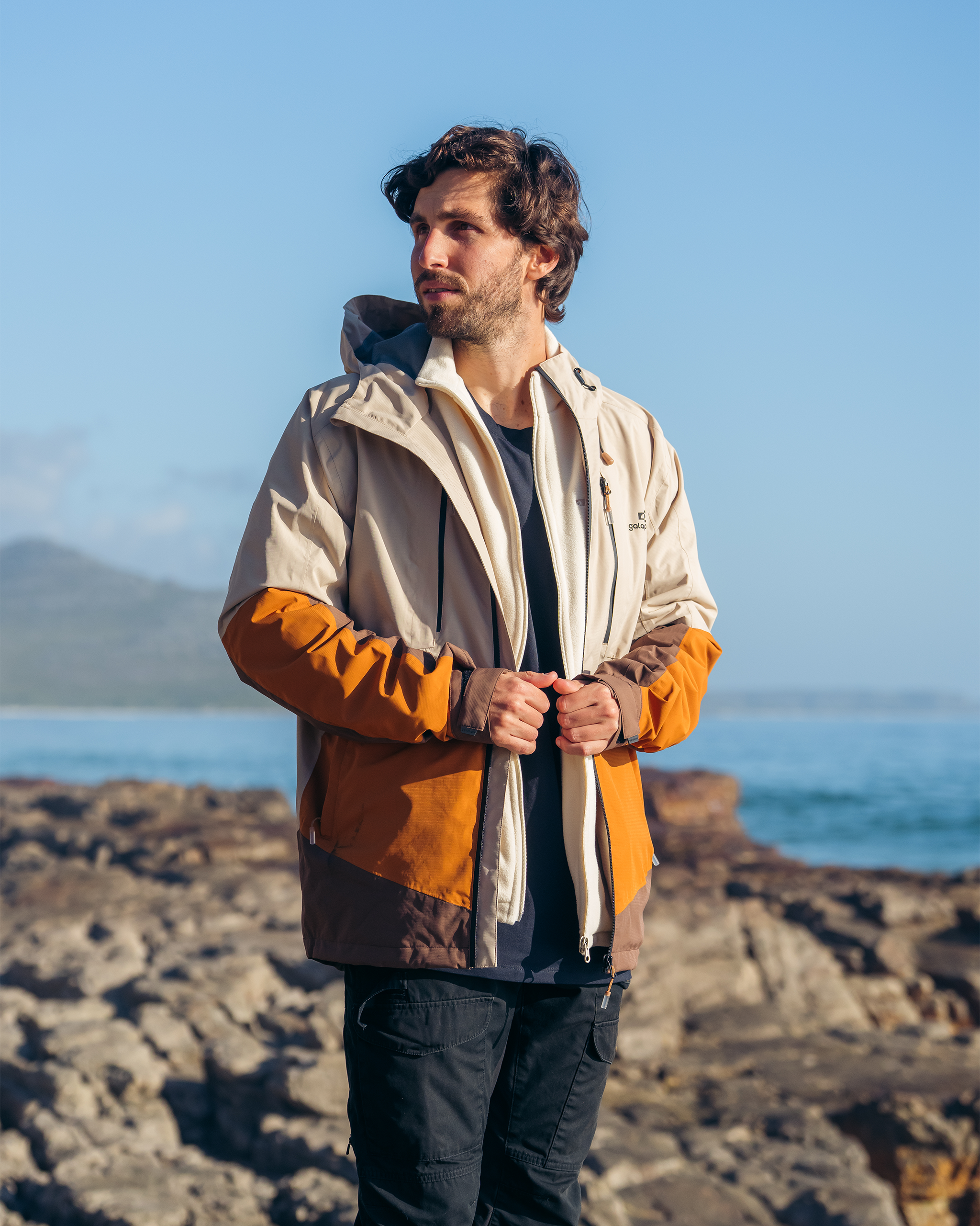 Jaqueta Impermeável Darwin Evolution Masculina - Cáqui e Ocre