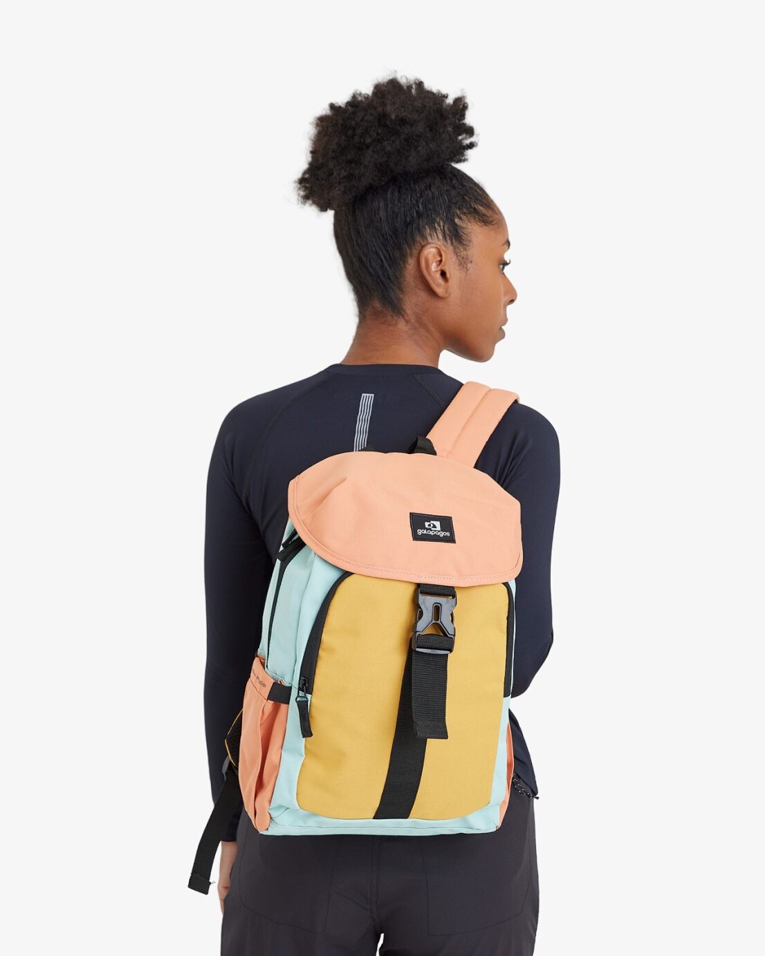 Mochila Gaivota 15L - Salmão, Mostarda e Turquesa