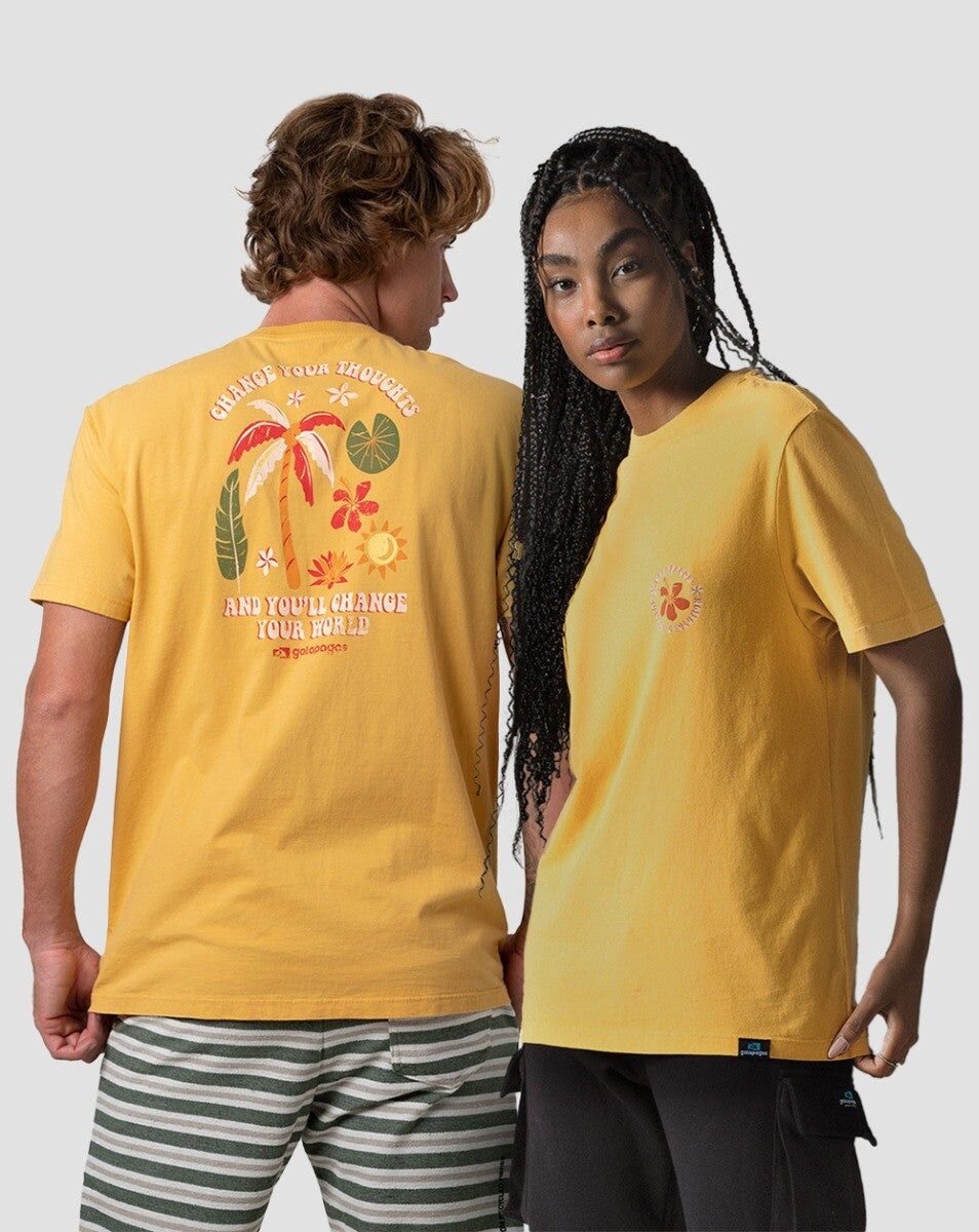 Camiseta All Gender Flora - Amarelo Açafrão