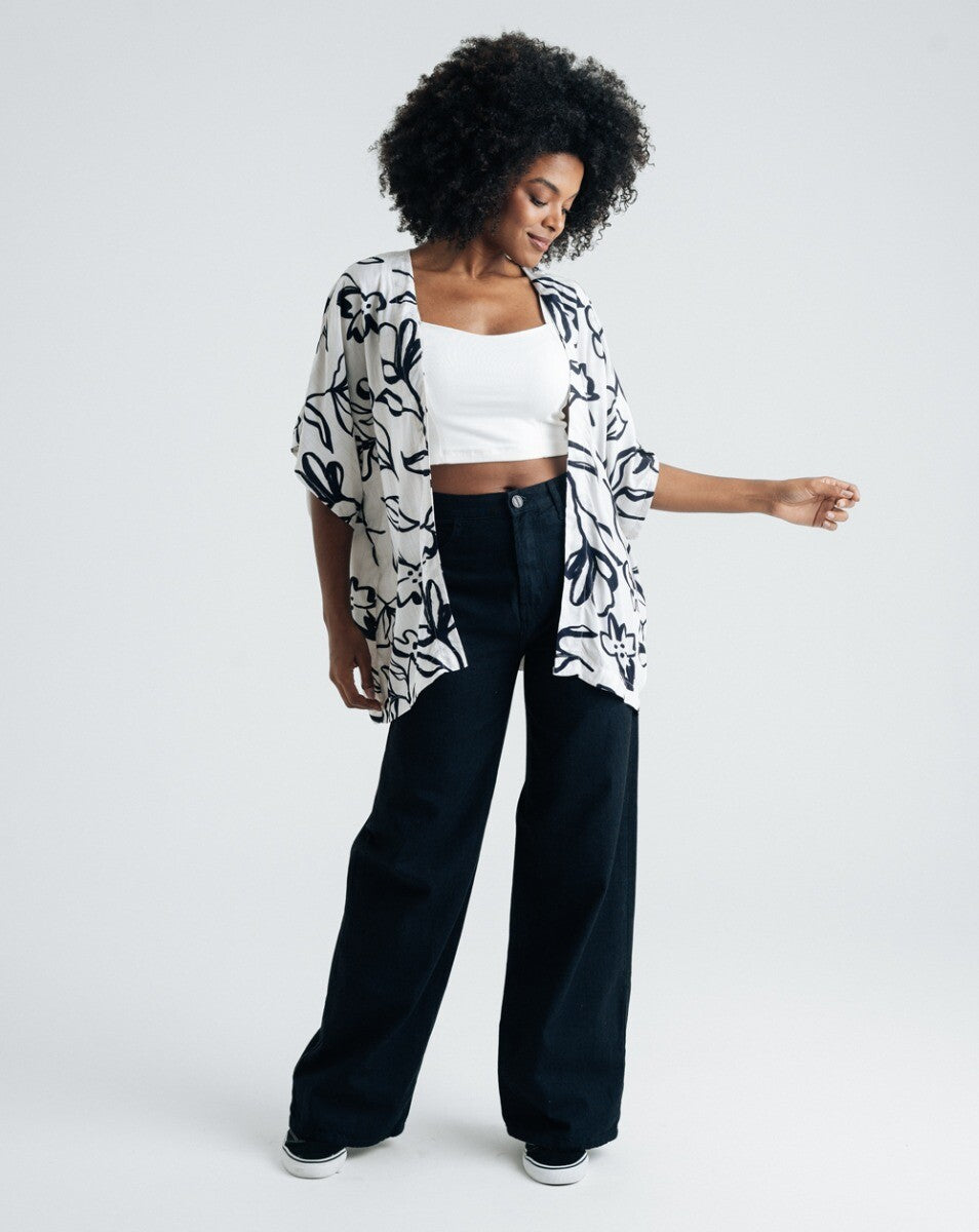 Calça Wide Leg Sunrise - Preta