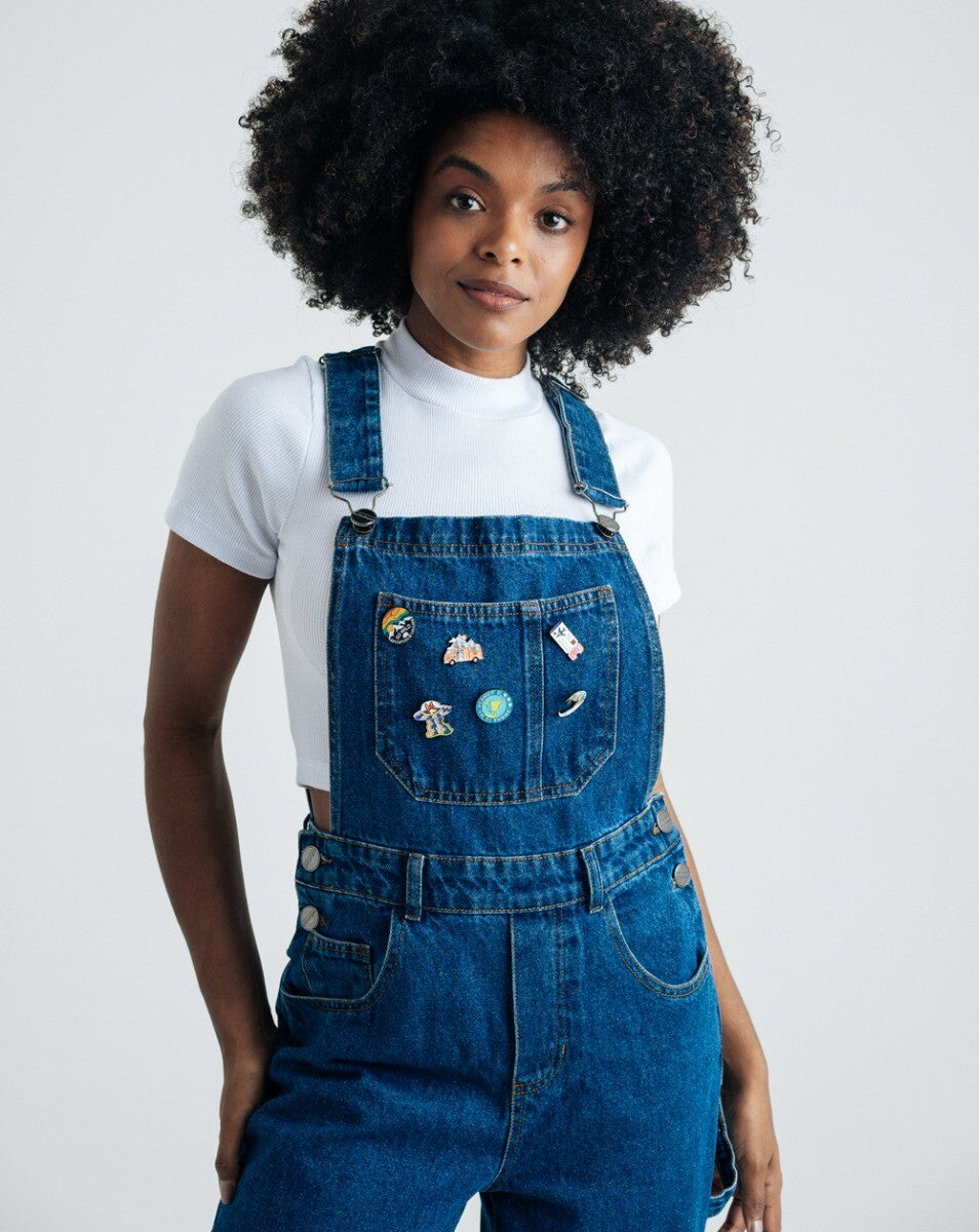 Macacão Jeans Feminino Forged Blue