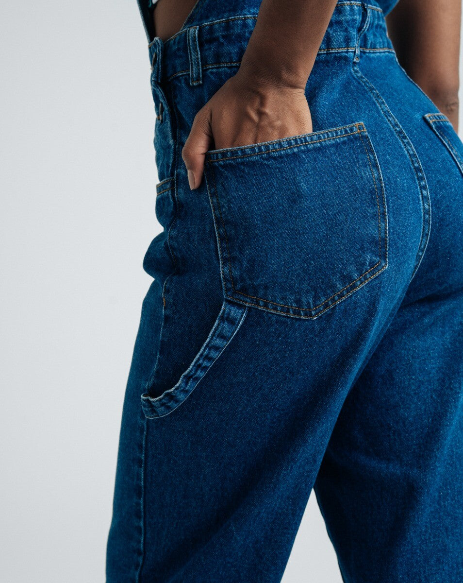 Macacão Jeans Feminino Forged Blue