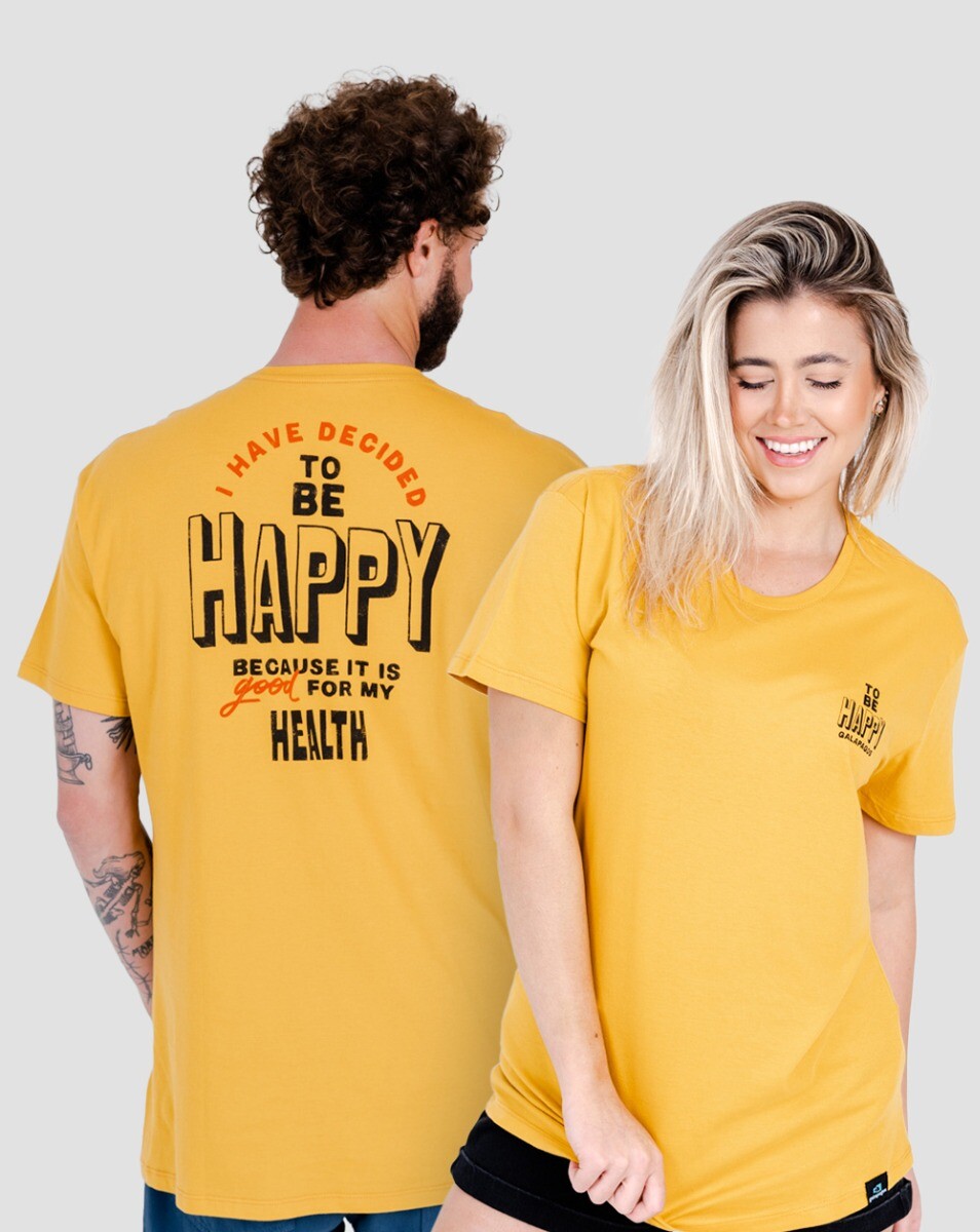 Camiseta All Gender Be Happy - Amarelo Mango