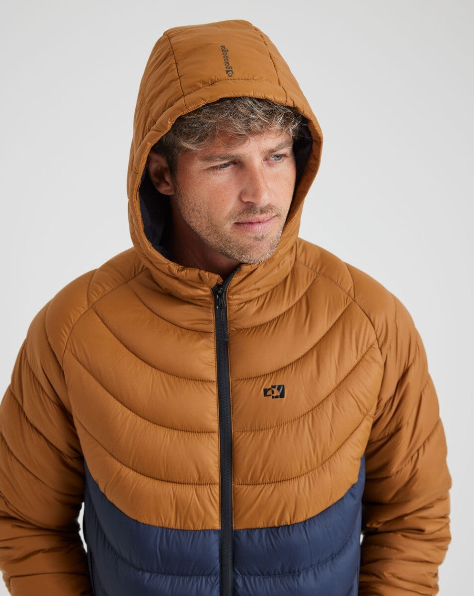 Jaqueta Puffer Fur Seal - Ocre e Azul Marinho