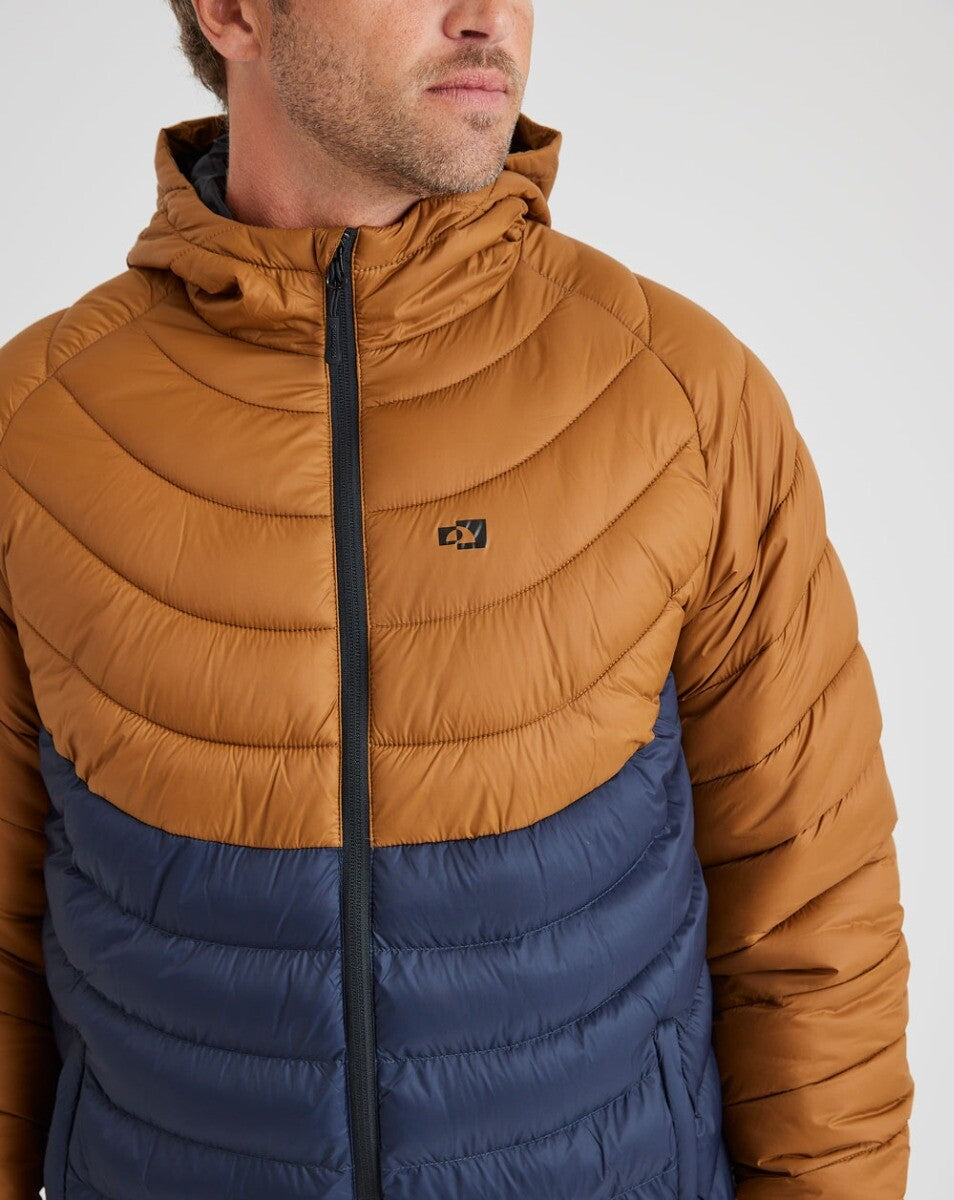 Jaqueta Puffer Fur Seal - Ocre e Azul Marinho