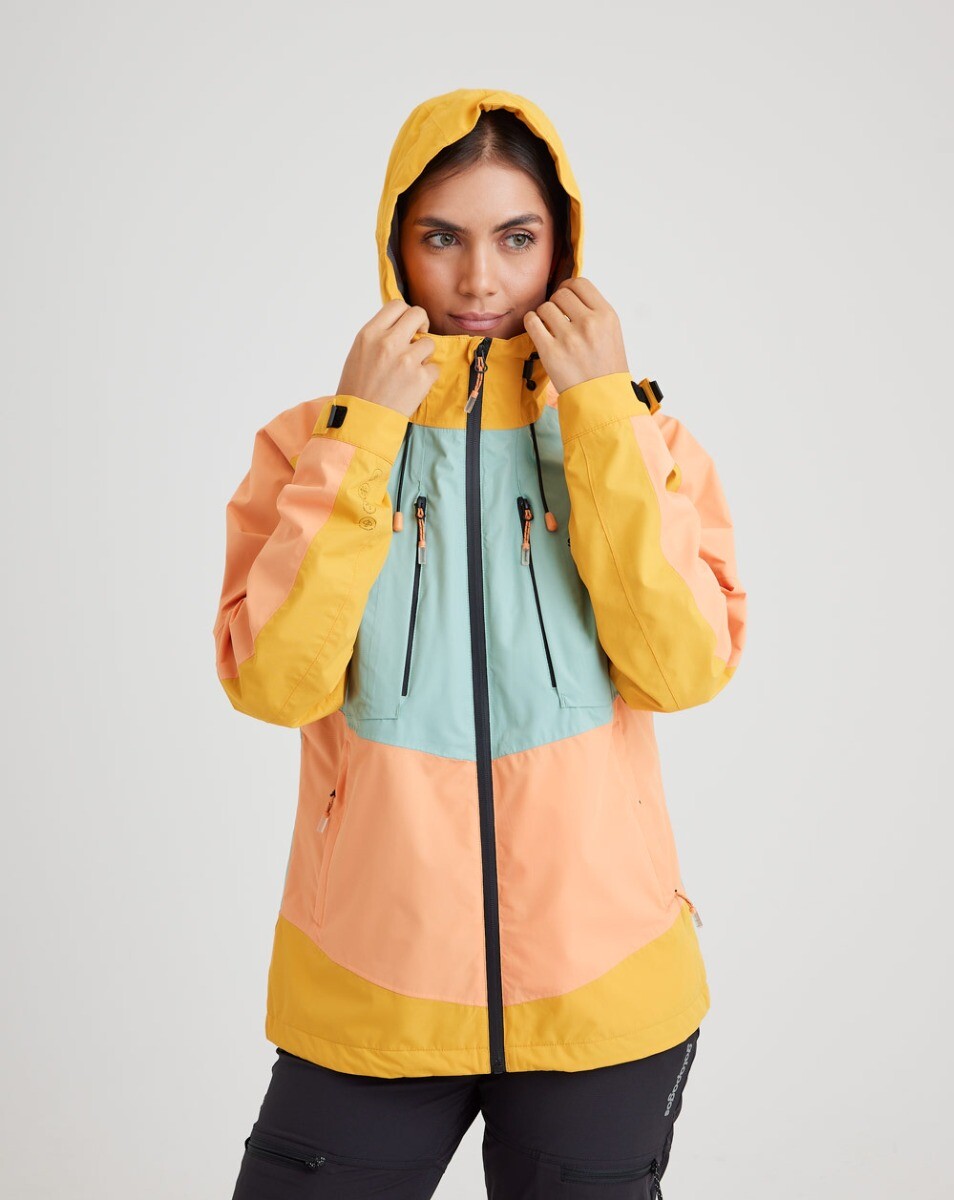 Jaqueta Impermeável Darwin Evolution 2.0 Fem - Salmão e Amarelo