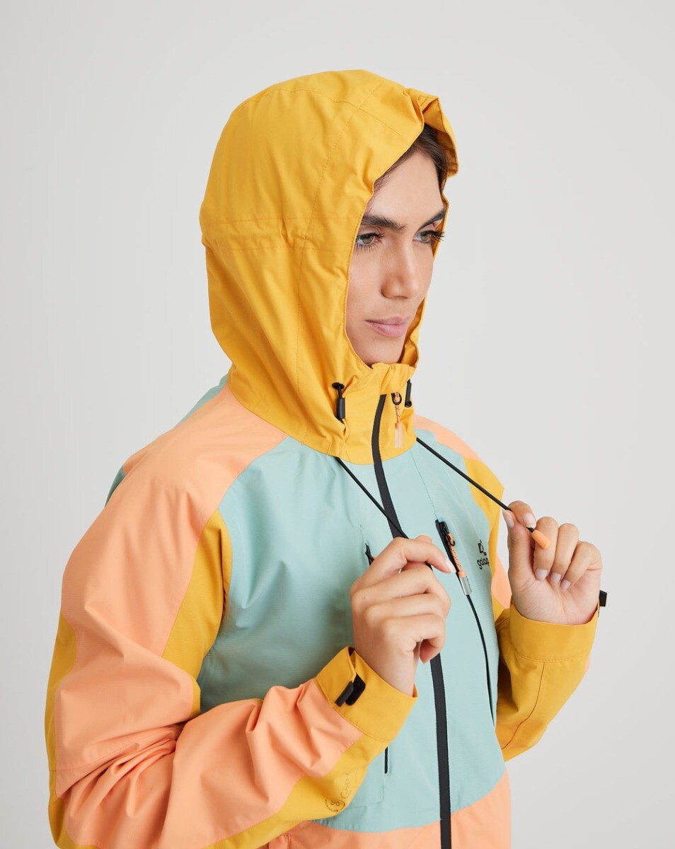 Jaqueta Impermeável Darwin Evolution 2.0 Fem - Salmão e Amarelo