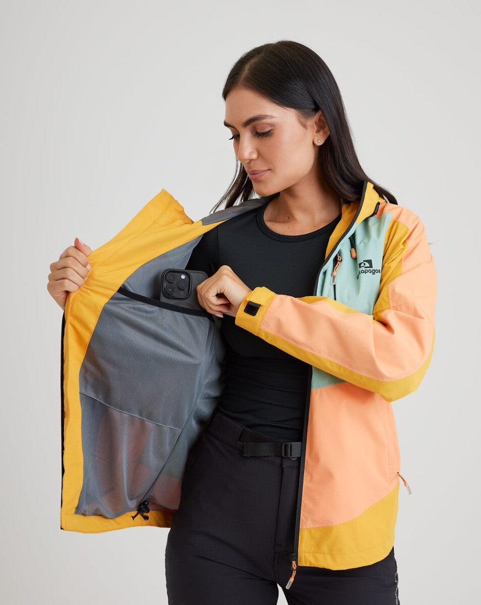Jaqueta Impermeável Darwin Evolution 2.0 Fem - Salmão e Amarelo