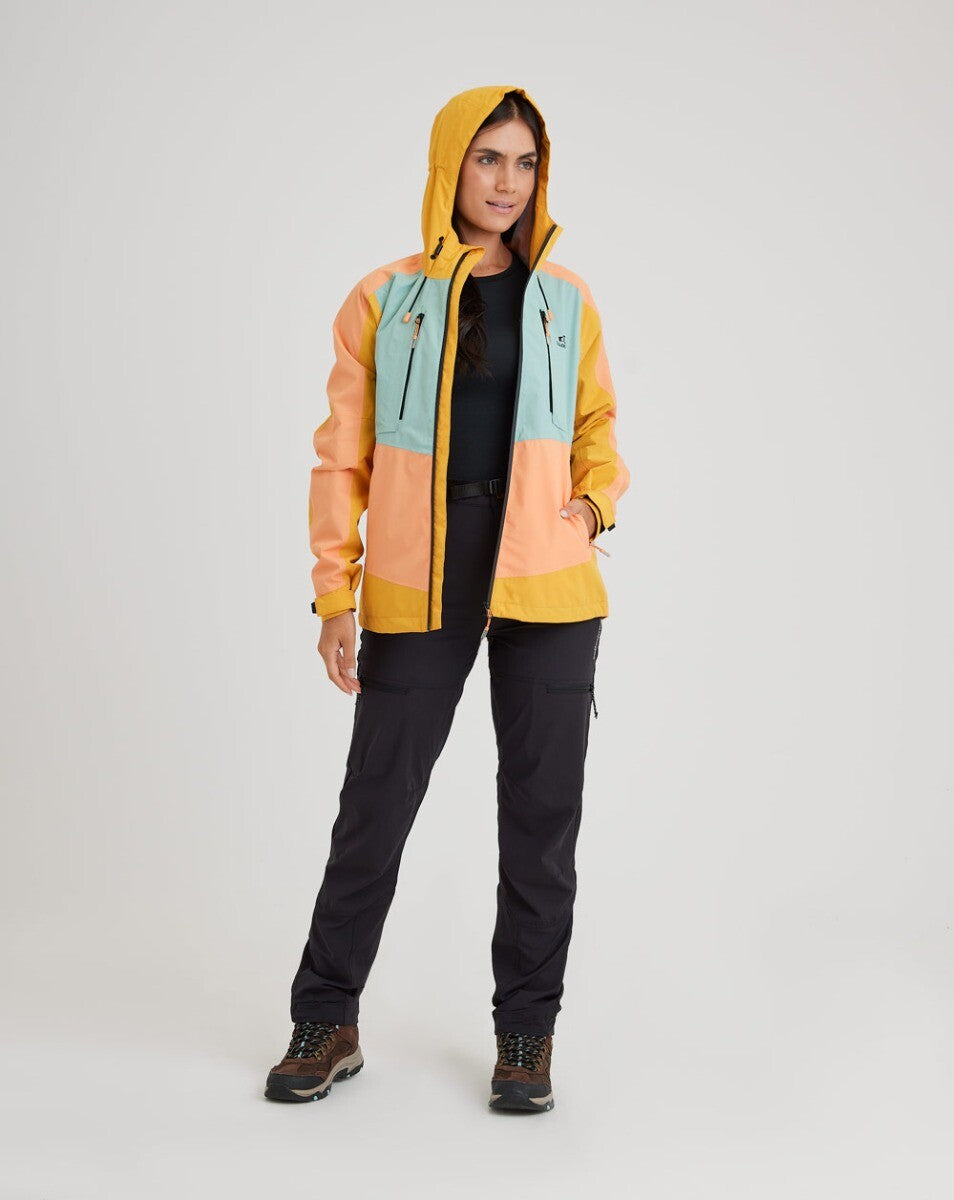 Jaqueta Impermeável Darwin Evolution 2.0 Fem - Salmão e Amarelo