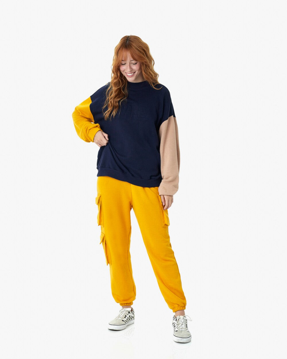 Moletom Careca Feminino Color Block Wild - Marinho
