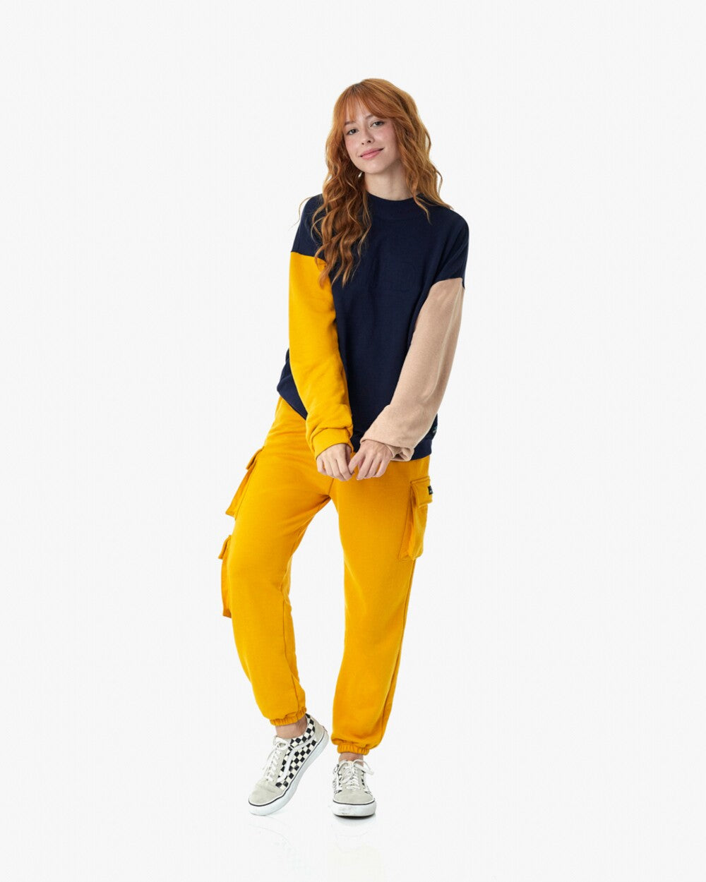Moletom Careca Feminino Color Block Wild - Marinho
